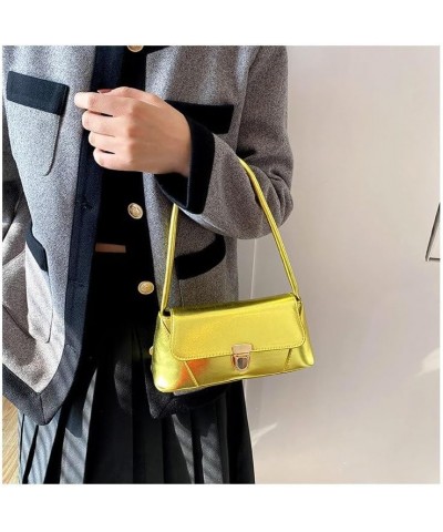 Women's Working Casual Underarm Bag Glossy Handbag Rectangle Shoulder Bag Suitable for Parties Shopping (Green) Gold $12.25 S...