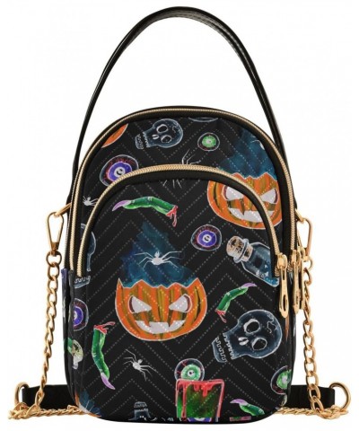 Halloween Pumpkins Skulls Crossbody Bags for Women Small Purse Chain Hand Bag Shoulder Bag for Travel Gifts Work $14.55 Shoul...