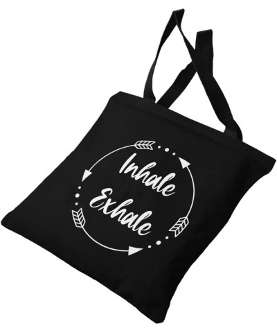 Inhale Exhale Canvas Tote Bag - Mindfulness Aesthetic Present - Mindfulness Aesthetic Gift Ideas Navy $12.39 Totes