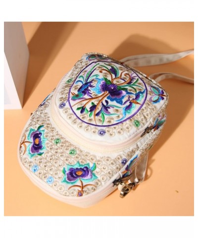 Canvas Crossbody Bag Cell phone Pouch Coin Purse for Women OR Girls Embroidery Hx15-purple Flower $10.66 Crossbody Bags