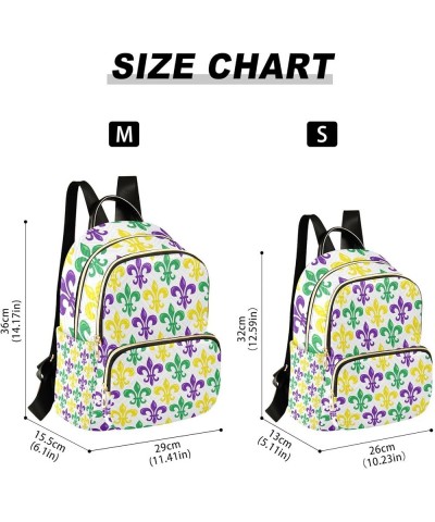 Mardi Gras Women Backpack Fleur De Lis Purple Yellow Green Anti-Theft Travel Backpack with Luggage Belt Durable Handbag Lady ...