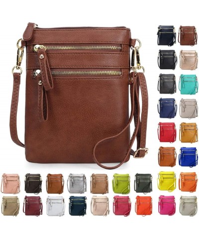 Women's Crossbody Bag Multi Zipper Pockets with Detachable Wristlet, Lightweight Travel Purse, Cell Phone Purses Coffee $12.2...