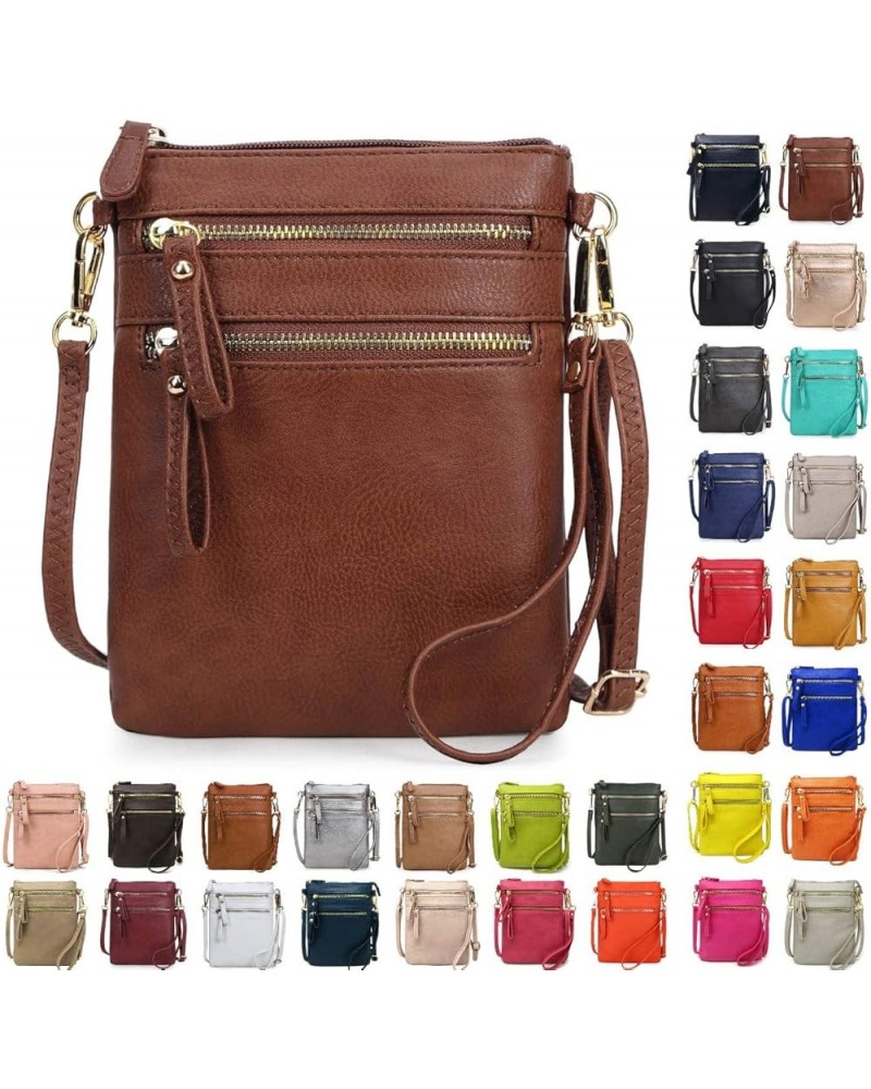 Women's Crossbody Bag Multi Zipper Pockets with Detachable Wristlet, Lightweight Travel Purse, Cell Phone Purses Coffee $12.2...