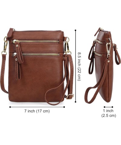 Women's Crossbody Bag Multi Zipper Pockets with Detachable Wristlet, Lightweight Travel Purse, Cell Phone Purses Coffee $12.2...