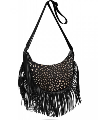 Leopard Print Animal Skin Fringe Bag for Women Cross Body Bag Tassel Shoulder Bag Satchel $13.50 Crossbody Bags