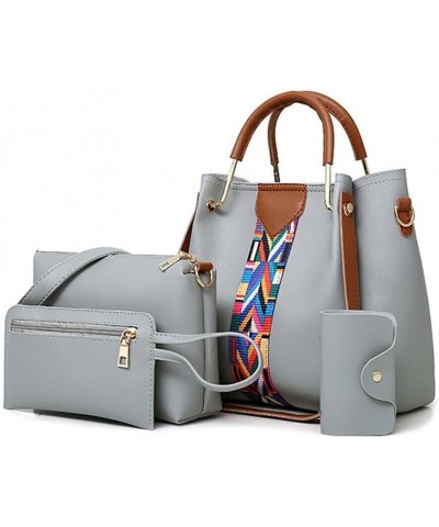 Women Fashion Handbags Lady Leather Handbag Messenger Shoulder Bags Tote Satchel 3pcs Purse Set Gray-4pcs Set $12.59 Totes