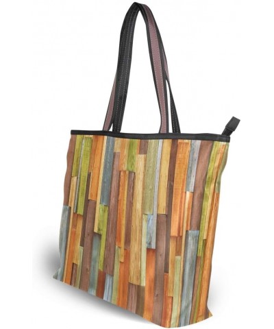 QMXO Wooden Colorful Texture Handbags and Purse for Women Tote Bag Large Capacity Top Handle Shopper Shoulder Bag $9.66 Totes