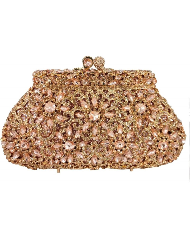 Women Crown Minaudiere Evening Bags Flower Crystal Clutch Purses Wedding Clutch (Multi) Champagne $61.56 Evening Bags