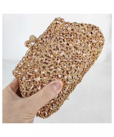 Women Crown Minaudiere Evening Bags Flower Crystal Clutch Purses Wedding Clutch (Multi) Champagne $61.56 Evening Bags