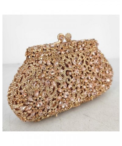 Women Crown Minaudiere Evening Bags Flower Crystal Clutch Purses Wedding Clutch (Multi) Champagne $61.56 Evening Bags