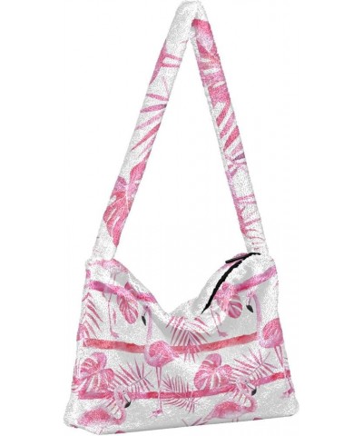 Tropical Pineapples Palm Leave Women's Bag, Comfy Shoulder Bag, Shoulder Handbag Women Tropical Leaves Stripes Flamingo $13.9...