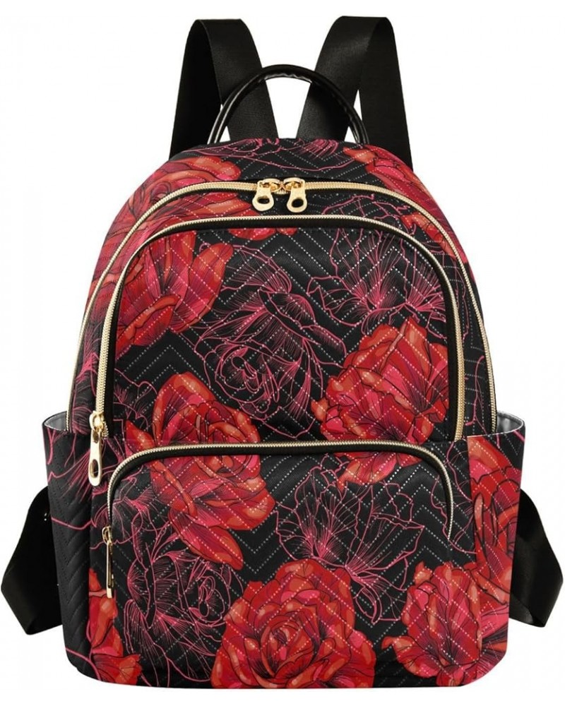 Red Rose Women's Backpack Purse Fashion Travel Anti Theft Backpack Casual Daypack for Work College,M Medium $15.40 Backpacks