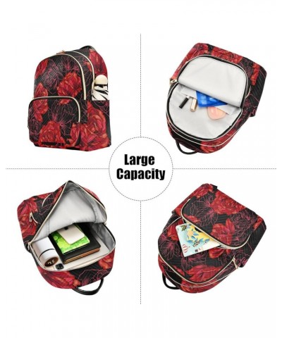 Red Rose Women's Backpack Purse Fashion Travel Anti Theft Backpack Casual Daypack for Work College,M Medium $15.40 Backpacks