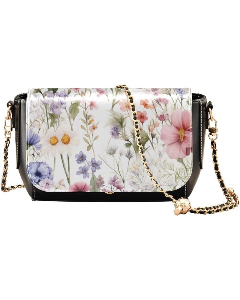 Pink Roses by Milan Ladies Shoulder Handbags, Summer Crossbody Bags for Women Wildflowers Watercolor-3 $23.64 Crossbody Bags