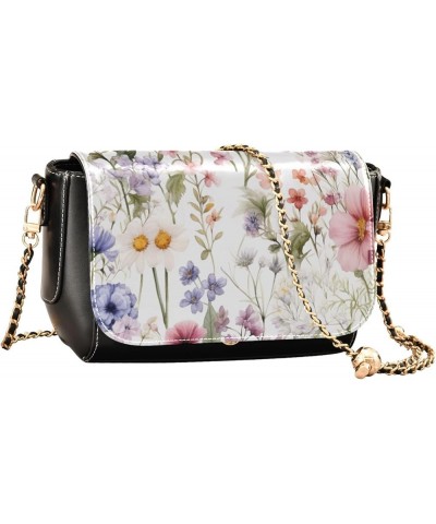 Pink Roses by Milan Ladies Shoulder Handbags, Summer Crossbody Bags for Women Wildflowers Watercolor-3 $23.64 Crossbody Bags