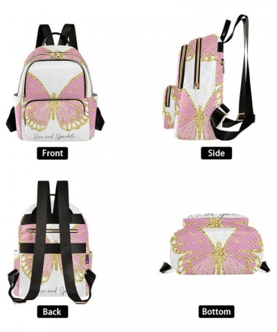 Gold Pink Butterfly Women's Backpack Purse Fashion Travel Anti Theft Backpack Casual Daypack for Work College,S Medium $13.95...