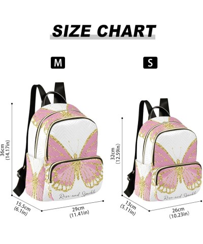 Gold Pink Butterfly Women's Backpack Purse Fashion Travel Anti Theft Backpack Casual Daypack for Work College,S Medium $13.95...