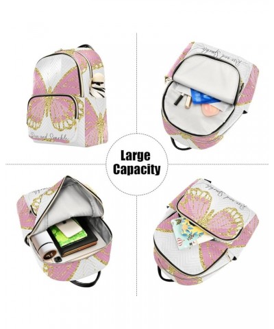 Gold Pink Butterfly Women's Backpack Purse Fashion Travel Anti Theft Backpack Casual Daypack for Work College,S Medium $13.95...