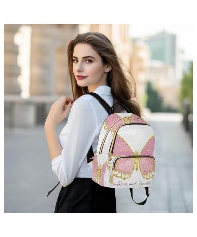 Gold Pink Butterfly Women's Backpack Purse Fashion Travel Anti Theft Backpack Casual Daypack for Work College,S Medium $13.95...