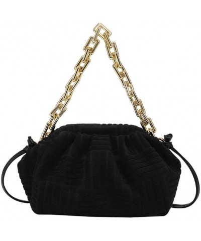 Women's Crossbody Handbag Cotton Hobo Handbag Party Chain Should Bag Black $14.35 Handbags