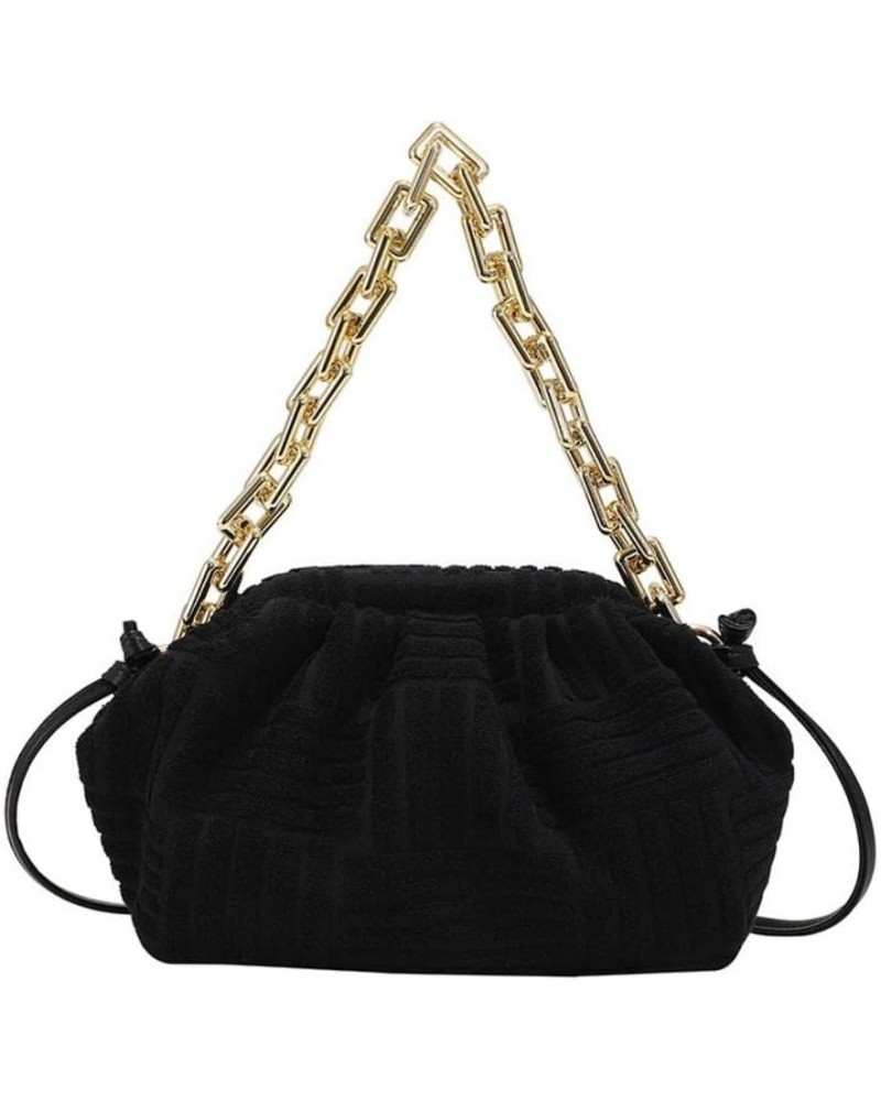 Women's Crossbody Handbag Cotton Hobo Handbag Party Chain Should Bag Black $14.35 Handbags