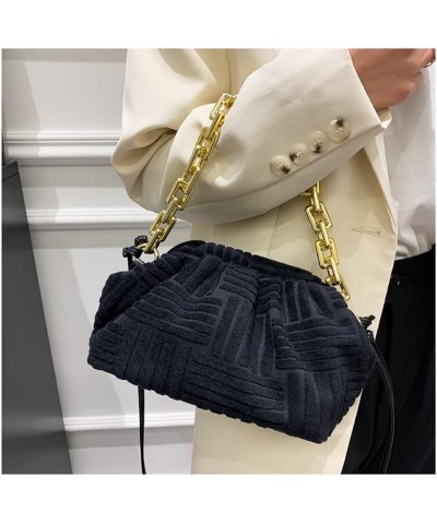 Women's Crossbody Handbag Cotton Hobo Handbag Party Chain Should Bag Black $14.35 Handbags