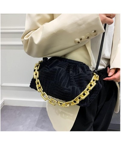 Women's Crossbody Handbag Cotton Hobo Handbag Party Chain Should Bag Black $14.35 Handbags