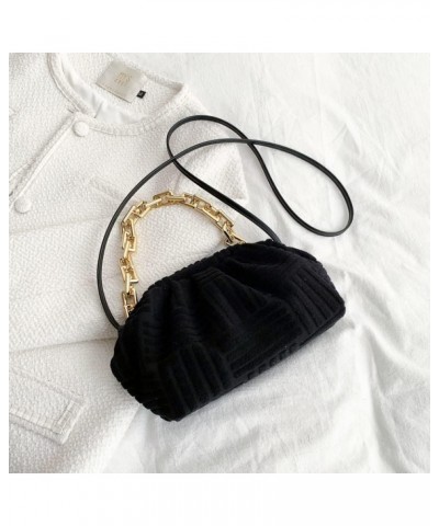 Women's Crossbody Handbag Cotton Hobo Handbag Party Chain Should Bag Black $14.35 Handbags