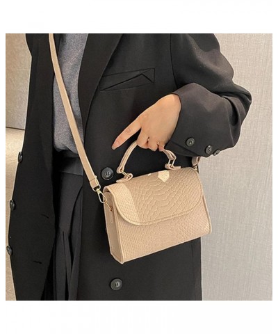 Casual Tote Bags Causal Portable Felt Crocodile Embossed Niche Crossbody Small Square Bag Armpit Bag,green Khaki Color $11.55...