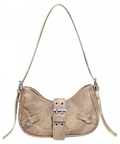 Women's Pleated Hobo Shoulder Bag PU Leather Clutch Handbag Khaki $10.75 Hobo Bags