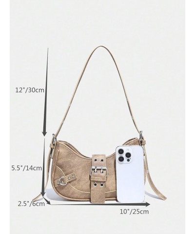 Women's Pleated Hobo Shoulder Bag PU Leather Clutch Handbag Khaki $10.75 Hobo Bags