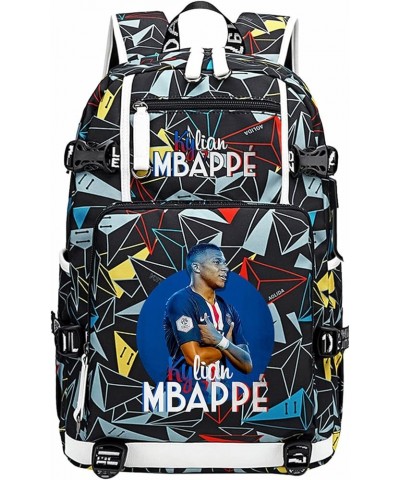 Football Star USB Charging Port Rucksack Mbappe Bookbag-Classic Large Capacity Travel Knapsack Lightweight Daypack One Size G...