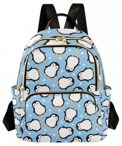 Women Backpack Cute Penguin Blue White Dot Anti-Theft Travel Backpack with Luggage Belt Lightweight Handbag Lady Purse Roomy ...