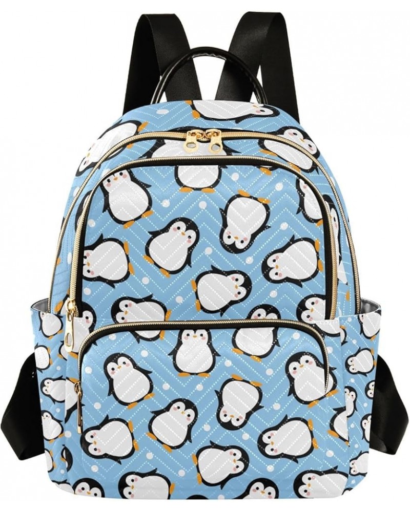 Women Backpack Cute Penguin Blue White Dot Anti-Theft Travel Backpack with Luggage Belt Lightweight Handbag Lady Purse Roomy ...