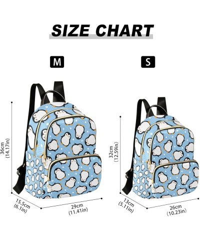 Women Backpack Cute Penguin Blue White Dot Anti-Theft Travel Backpack with Luggage Belt Lightweight Handbag Lady Purse Roomy ...