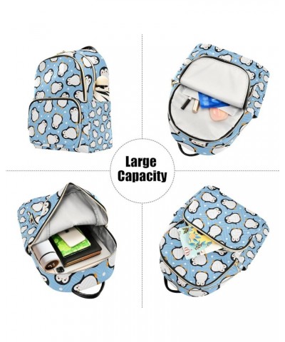 Women Backpack Cute Penguin Blue White Dot Anti-Theft Travel Backpack with Luggage Belt Lightweight Handbag Lady Purse Roomy ...