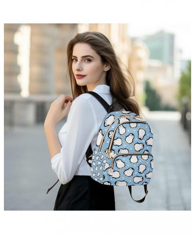 Women Backpack Cute Penguin Blue White Dot Anti-Theft Travel Backpack with Luggage Belt Lightweight Handbag Lady Purse Roomy ...