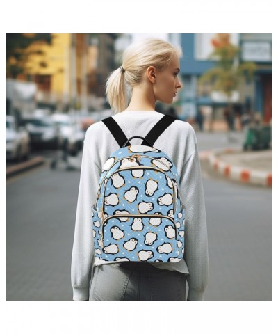 Women Backpack Cute Penguin Blue White Dot Anti-Theft Travel Backpack with Luggage Belt Lightweight Handbag Lady Purse Roomy ...