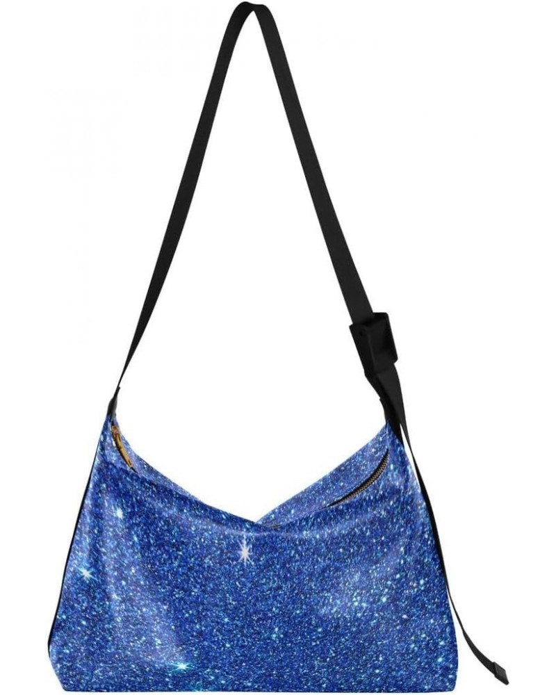 Blue Glitter Women's Leather Hobo Handbag Shoulder Bag Crossbody Casual Large Tote Bag Purse $16.82 Totes