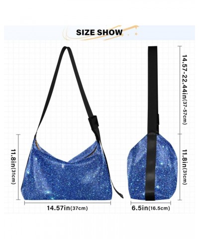 Blue Glitter Women's Leather Hobo Handbag Shoulder Bag Crossbody Casual Large Tote Bag Purse $16.82 Totes