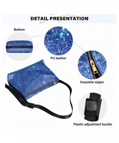 Blue Glitter Women's Leather Hobo Handbag Shoulder Bag Crossbody Casual Large Tote Bag Purse $16.82 Totes