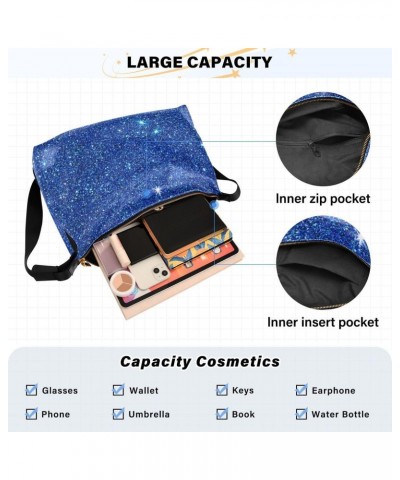 Blue Glitter Women's Leather Hobo Handbag Shoulder Bag Crossbody Casual Large Tote Bag Purse $16.82 Totes