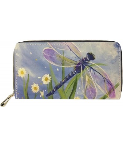 Purple Butterfly Print Purse Long for Handbags Wallet for Women PU Leather Clutch Zip Around Cards Phone Holder Watercolor Dr...