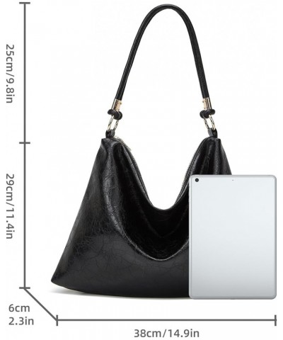 Hobo Bag for Women Soft PU Leather Slouchy Handbag Shoulder Purse Black $12.31 Hobo Bags