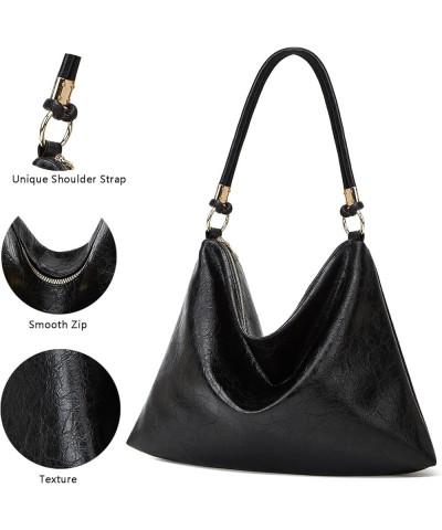 Hobo Bag for Women Soft PU Leather Slouchy Handbag Shoulder Purse Black $12.31 Hobo Bags