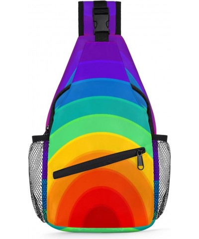 Rainbow Pattern Print Sling Crossbody Bag for Women Men, Sling Backpack Travel Hiking Casual Daypack Chest Bag Purse Shoulder...