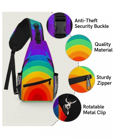 Rainbow Pattern Print Sling Crossbody Bag for Women Men, Sling Backpack Travel Hiking Casual Daypack Chest Bag Purse Shoulder...