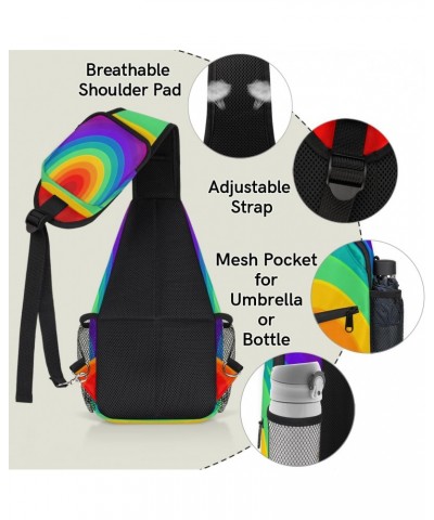 Rainbow Pattern Print Sling Crossbody Bag for Women Men, Sling Backpack Travel Hiking Casual Daypack Chest Bag Purse Shoulder...