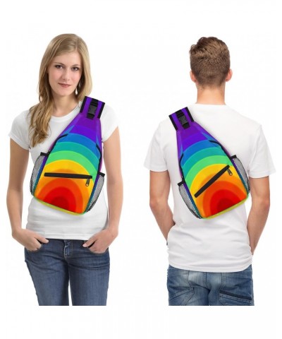 Rainbow Pattern Print Sling Crossbody Bag for Women Men, Sling Backpack Travel Hiking Casual Daypack Chest Bag Purse Shoulder...