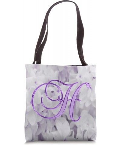 H Purple Lilac Flower Petal Plant Nature Initial Letter Name Tote Bag $9.61 Totes